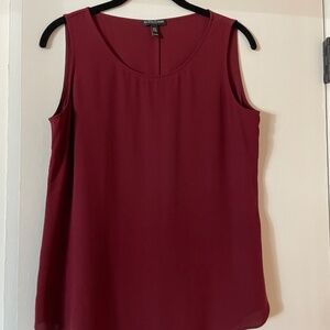 Eileen Fisher silk georgette crepe shell tank blouse red Petite Small PS